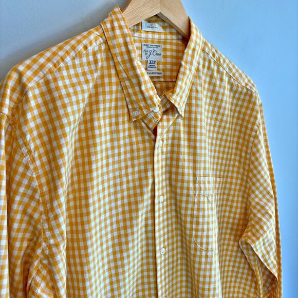 J. Crew Secret Wash Shirting 100's 2-Ply Yarns Gingham Plaid Button Down - XLT - Picture 2 of 5